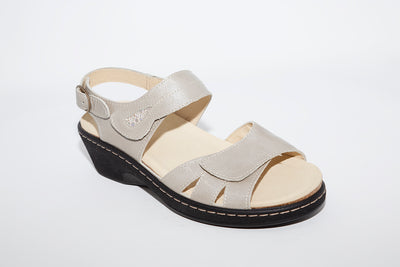 BELVIDA - WEDGE VELCRO COMFORT SANDAL - TAUPE