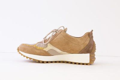 WALDLAUFER - 797002 700 H-PINKY -ZIP/LACE SHOE - BEIGE/GOLD