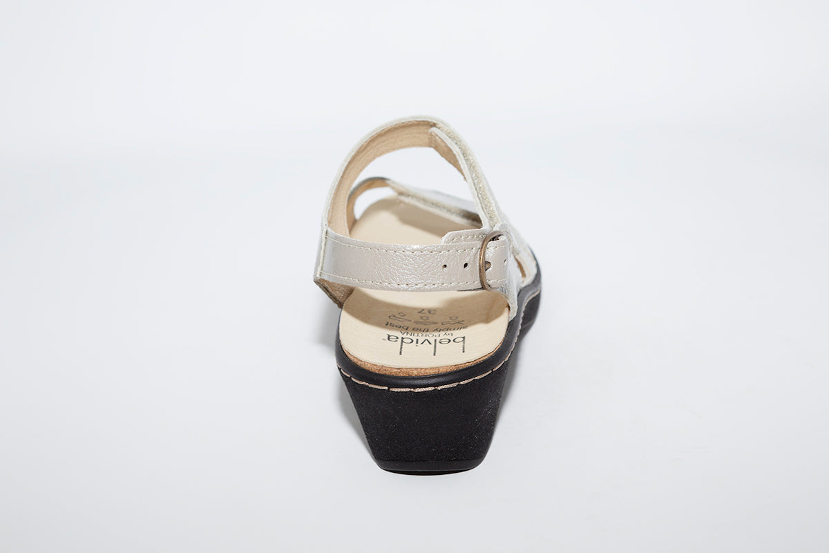 BELVIDA - WEDGE VELCRO COMFORT SANDAL - TAUPE