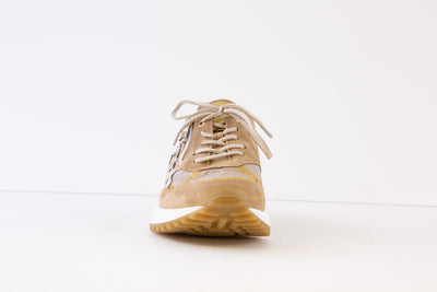 WALDLAUFER - 797002 700 H-PINKY -ZIP/LACE SHOE - BEIGE/GOLD