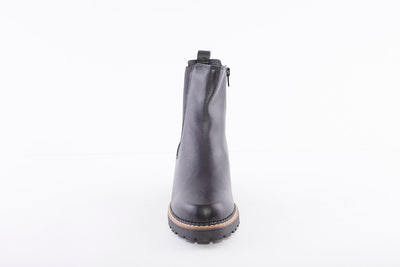 MARIA JAEN - 3121 LOW HEEL GUSSET FASHION ANKLE BOOT - BLACK LEATHER