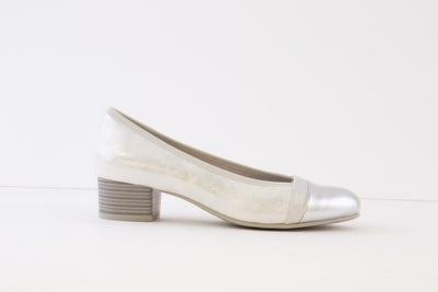 JANA - 22366-920 LOW BLOCK HEEL COURT SHOE - SILVER