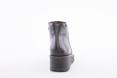 PEPE MENARGUES - 20824 MEDIUM WEDGE ANKLE BOOT - BLACK LEATHER