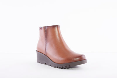 PEPE MENARGUES- 20824 MEDIUM WEDGE ANKLE BOOT - TAN LEATHER