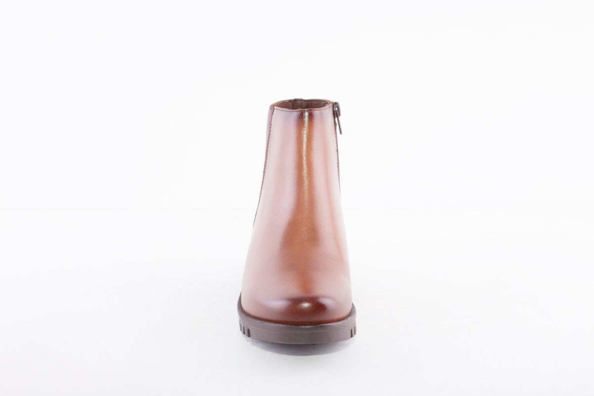 PEPE MENARGUES- 20824 MEDIUM WEDGE ANKLE BOOT - TAN LEATHER