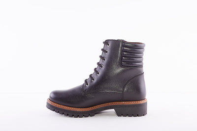 PEPE MENARGUES - 20309 LOW HEEL LACED ANKLE BOOT WITH SIDE ZIP - BLACK LEATHER