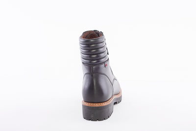 PEPE MENARGUES - 20309 LOW HEEL LACED ANKLE BOOT WITH SIDE ZIP - BLACK LEATHER