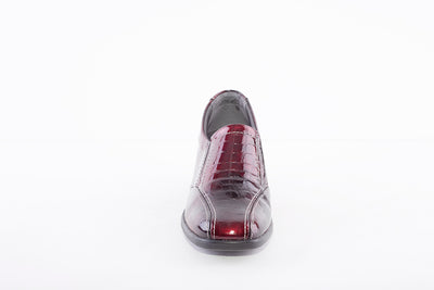 SUAVE - ROSEBUD SLIP ON LOW WEDGE COMFORT SHOE - BURGANDY