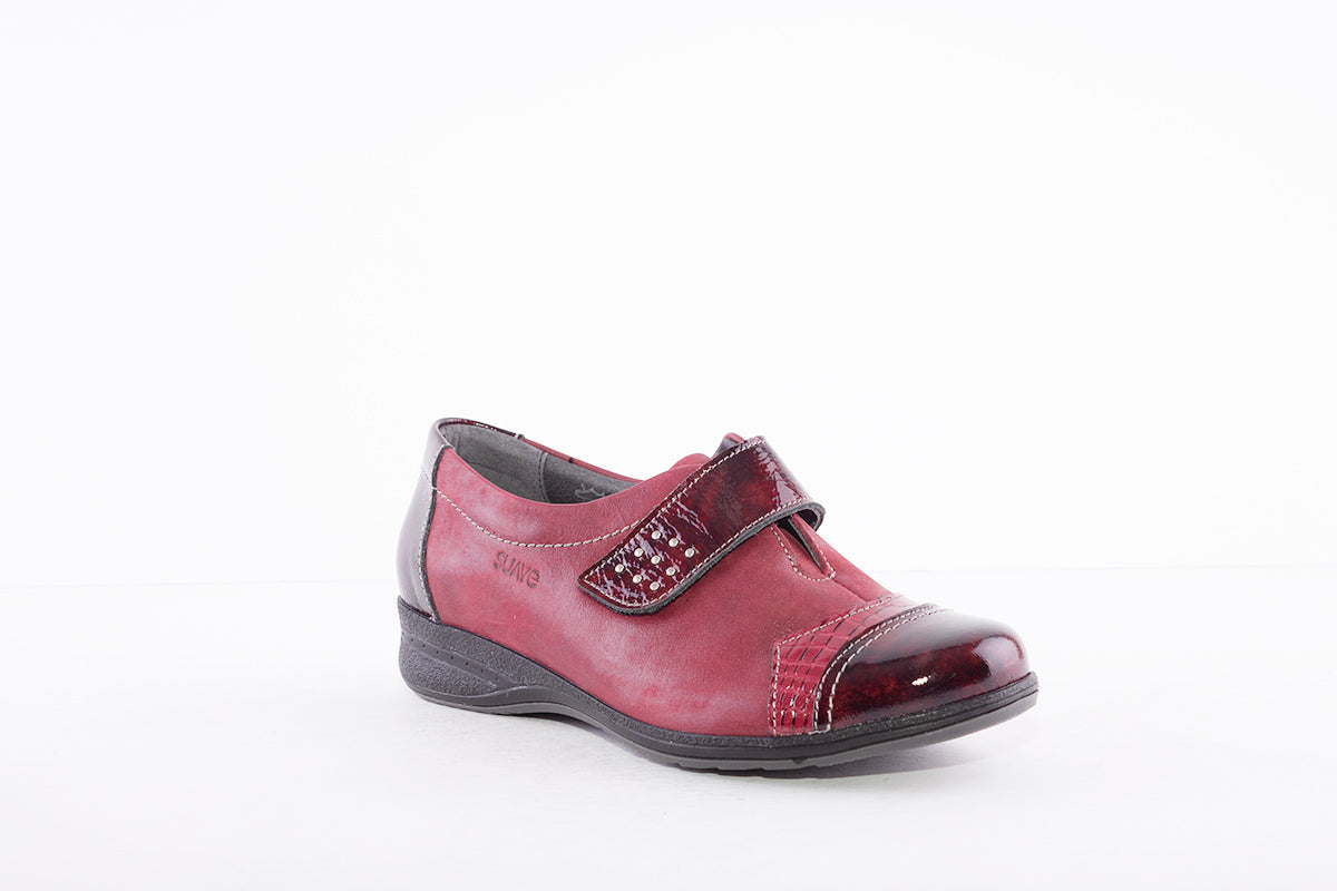 SUAVE - JOAN VELCRO COMFORT SHOE - BURGANDY
