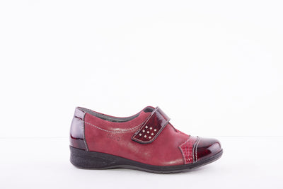 SUAVE - JOAN VELCRO COMFORT SHOE - BURGANDY