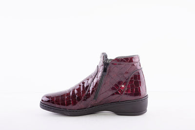 NOTTON - 0461 FLAT ZIP ANKLE BOOT - WINE PATENT
