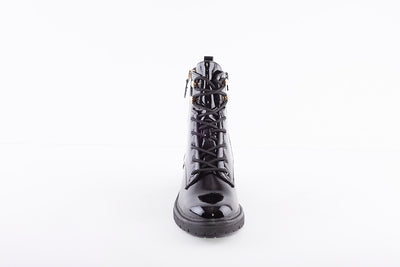 JANA - 25224-095 LACE UP BIKER ANKLE BOOT WITH ZIP - BLACK