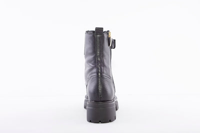 MARIA JAEN - 3057 LACED WEDGE ANKLE BOOT - BLACK LEATHER
