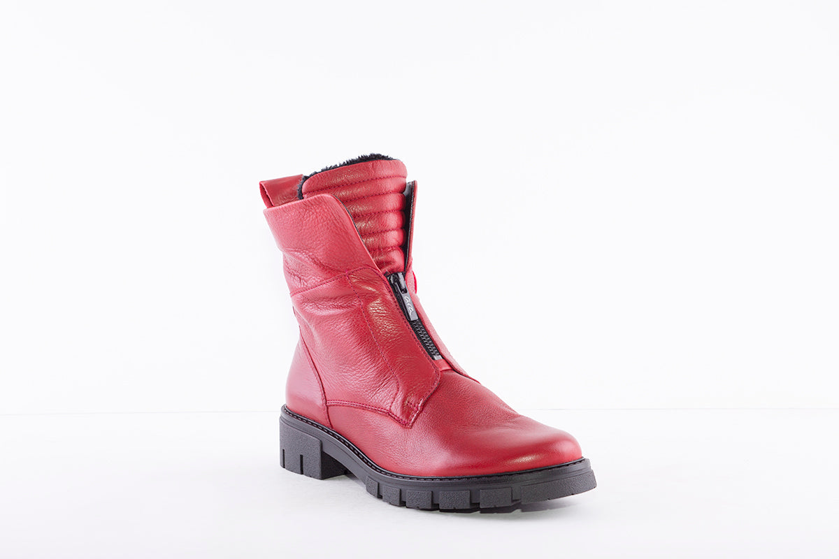 ARA - 23130-64 LOW HEEL ZIP UP FRONT ANKLE BOOT - RED