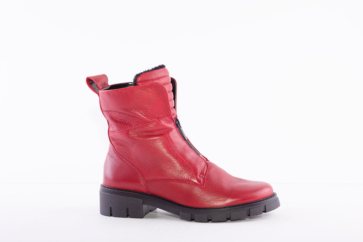 ARA - 23130-64 LOW HEEL ZIP UP FRONT ANKLE BOOT - RED