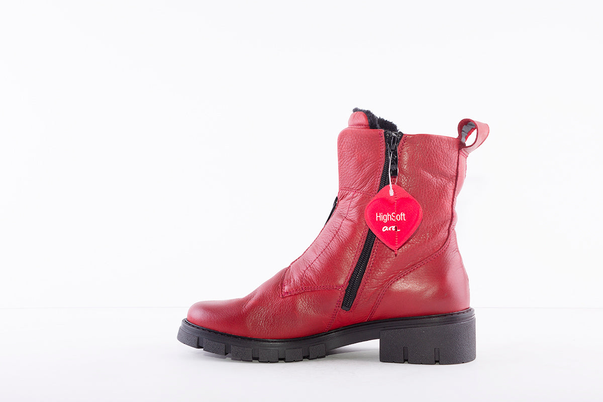 ARA - 23130-64 LOW HEEL ZIP UP FRONT ANKLE BOOT - RED