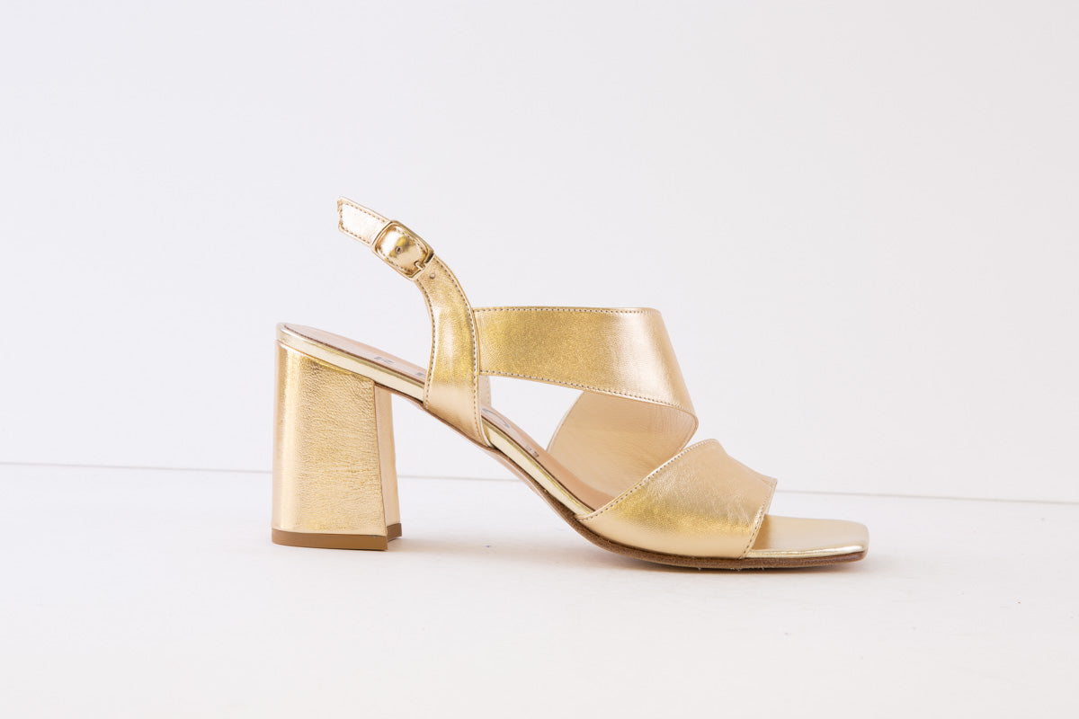 REPO - 49614 HIGH BLOCK HEEL SANDAL - GOLD