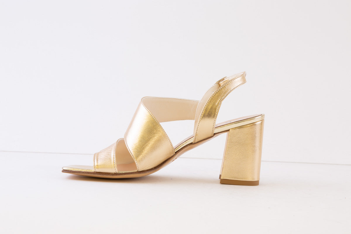 REPO - 49614 HIGH BLOCK HEEL SANDAL - GOLD