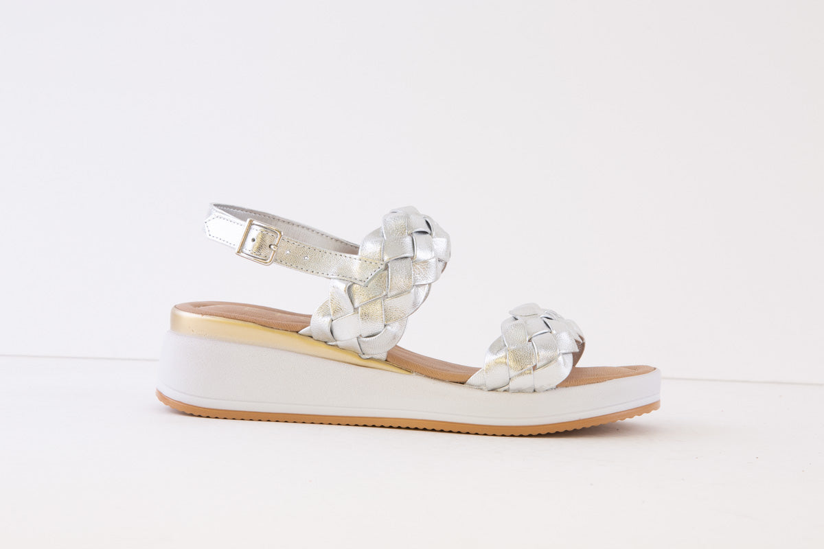 REPO - 83278 LOW WEDGE SANDAL - SILVER