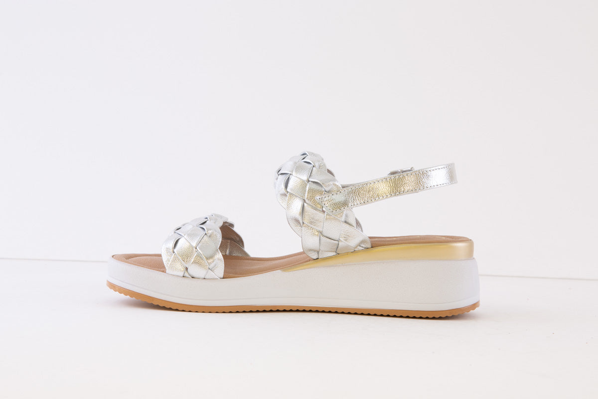 REPO - 83278 LOW WEDGE SANDAL - SILVER