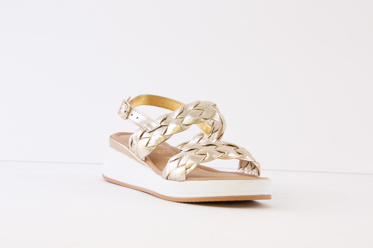 REPO - 83278 LOW WEDGE SANDAL - GOLD