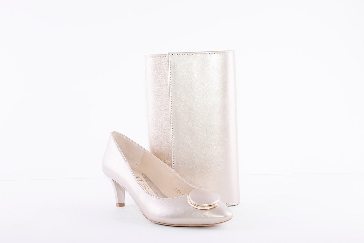 EMIS - 7902 MEDIUM HEEL COURT SHOE - GOLD