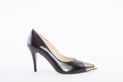 EMIS - 7802 - HIGH HEEL COURT SHOE - BLACK/GOLD