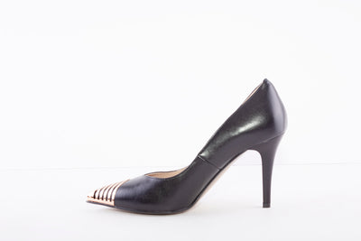 EMIS - 7802 - HIGH HEEL COURT SHOE - BLACK/GOLD