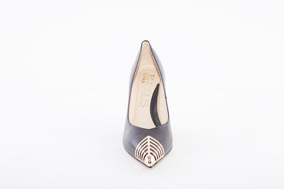 EMIS - 7802 - HIGH HEEL COURT SHOE - BLACK/GOLD