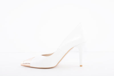 EMIS - 7802 HIGH HEEL COURT SHOE - WHITE/GOLD