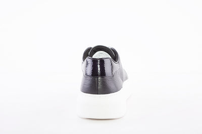 REGARDE LE CIEL - SAMIA-06 LACE UP FASHION PLATFORM SHOE WITH WHITE SOLE - BLACK