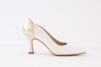 MARIAN - 2503 MEDIUM HEEL DRESSY SHOE - WHITE/GOLD