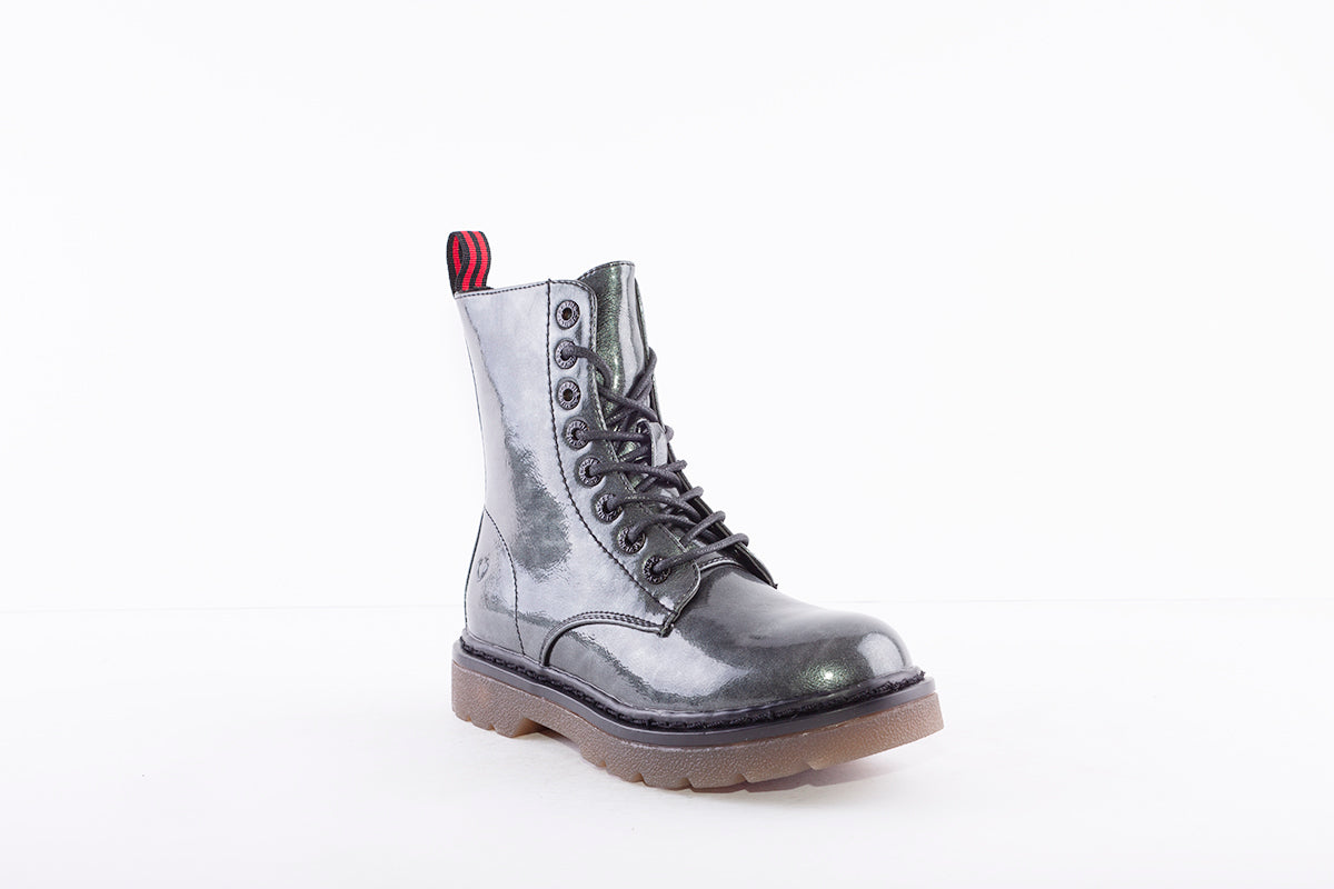 HEAVENLY FEET - JUSTINA LACE UP BOOT - GREY METALLIC