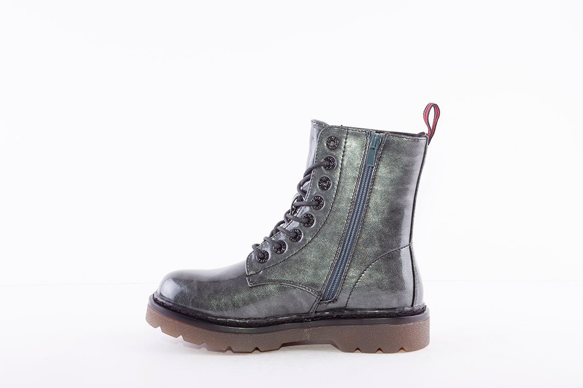 HEAVENLY FEET - JUSTINA LACE UP BOOT - GREY METALLIC