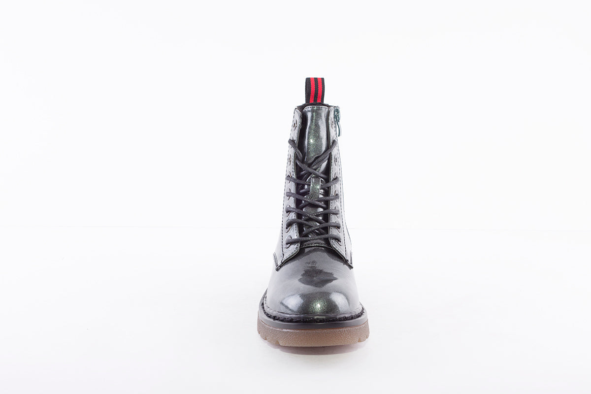 HEAVENLY FEET - JUSTINA LACE UP BOOT - GREY METALLIC