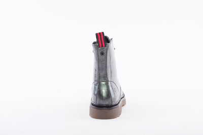 HEAVENLY FEET - JUSTINA LACE UP BOOT - GREY METALLIC