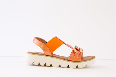HEAVENLY FEET - LULU FLAT FASHION SANDAL - ORANGE