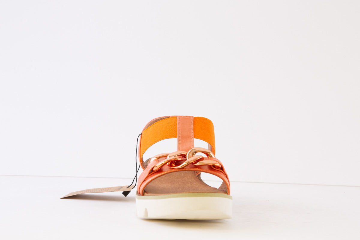 Heavenly Feet Lulu Flat Fashion Sandal Orange Women's Casual