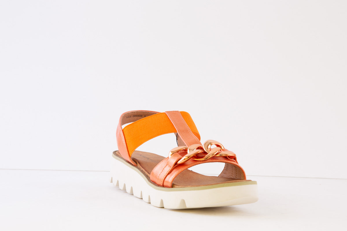HEAVENLY FEET - LULU FLAT FASHION SANDAL - ORANGE