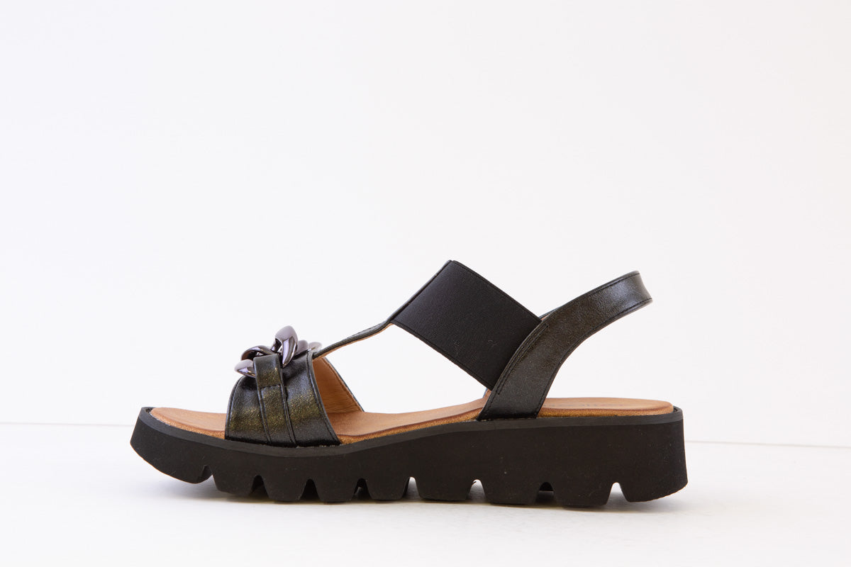 Heavenly Feet Lulu Flat Fashion Sandal Black Stylish Comfort