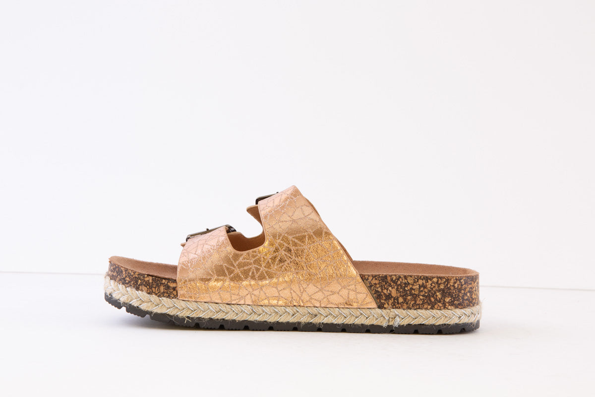 HEAVENLY FEET - ALEXIS COMFORT DOUBLE STRAP MULE - ROSE GOLD