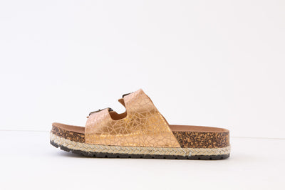 HEAVENLY FEET - ALEXIS COMFORT DOUBLE STRAP MULE - ROSE GOLD