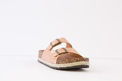 HEAVENLY FEET - ALEXIS COMFORT DOUBLE STRAP MULE - ROSE GOLD