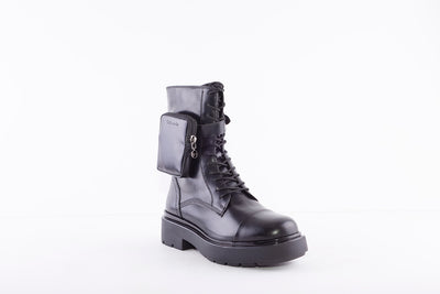 TAMARIS - 25292-001 LOW HEEL BIKER LACE UP ANKLE BOOT - BLACK