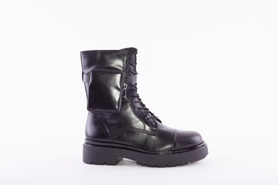 TAMARIS - 25292-001 LOW HEEL BIKER LACE UP ANKLE BOOT - BLACK