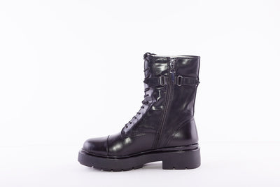 TAMARIS - 25292-001 LOW HEEL BIKER LACE UP ANKLE BOOT - BLACK