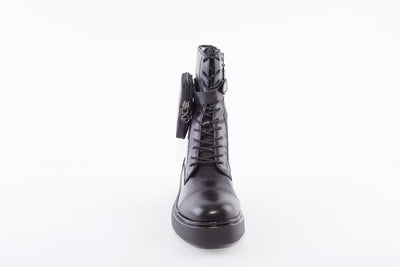 TAMARIS - 25292-001 LOW HEEL BIKER LACE UP ANKLE BOOT - BLACK