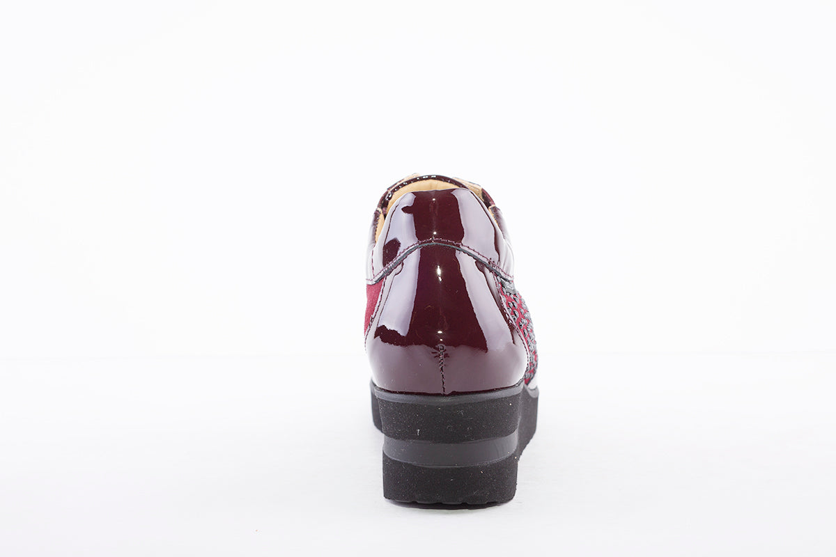 MARCO MOREO - G241 FRONT ZIP WEDGE FASHION SHOE - WINE PATENT