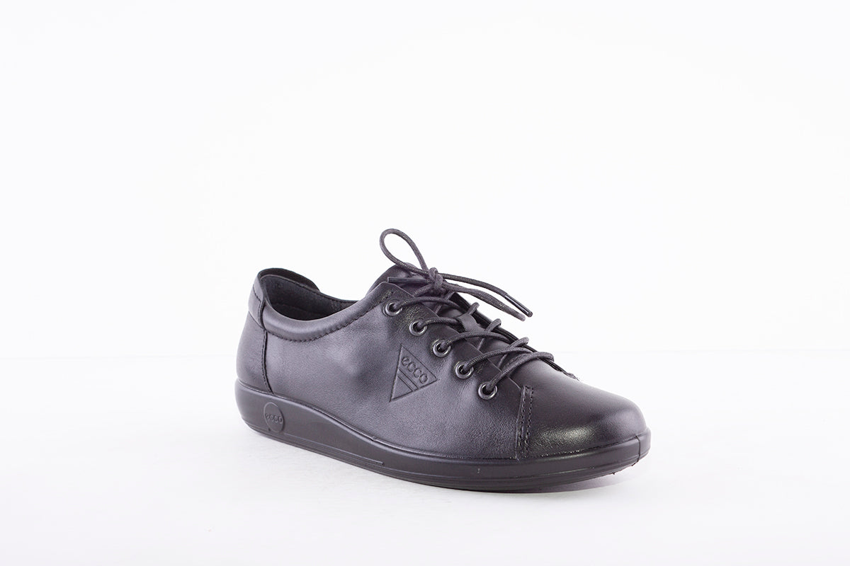 ECCO - SOFT 2.0 LACED COMFORT SHOE - BLACK LEATHER