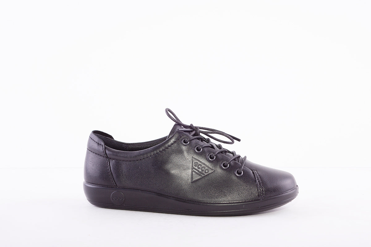 ECCO - SOFT 2.0 LACED COMFORT SHOE - BLACK LEATHER